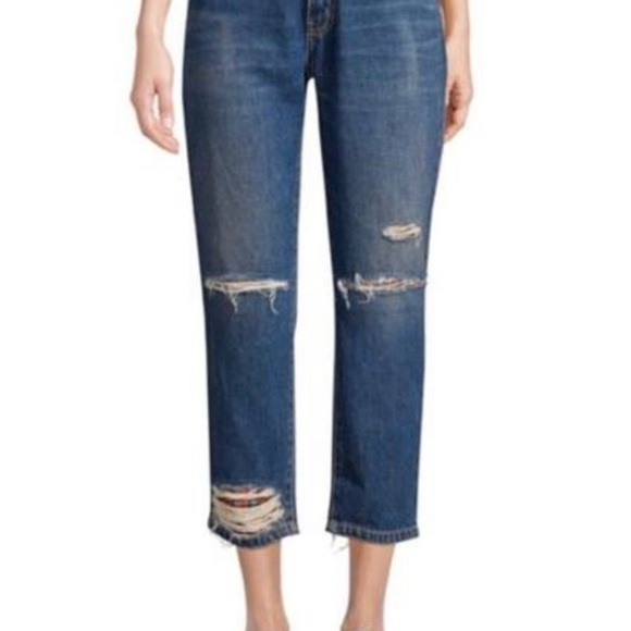 NWT Current Elliott Fling Plaid Patch Boyfriend Jean SZ 32 - Picture 3 of 8